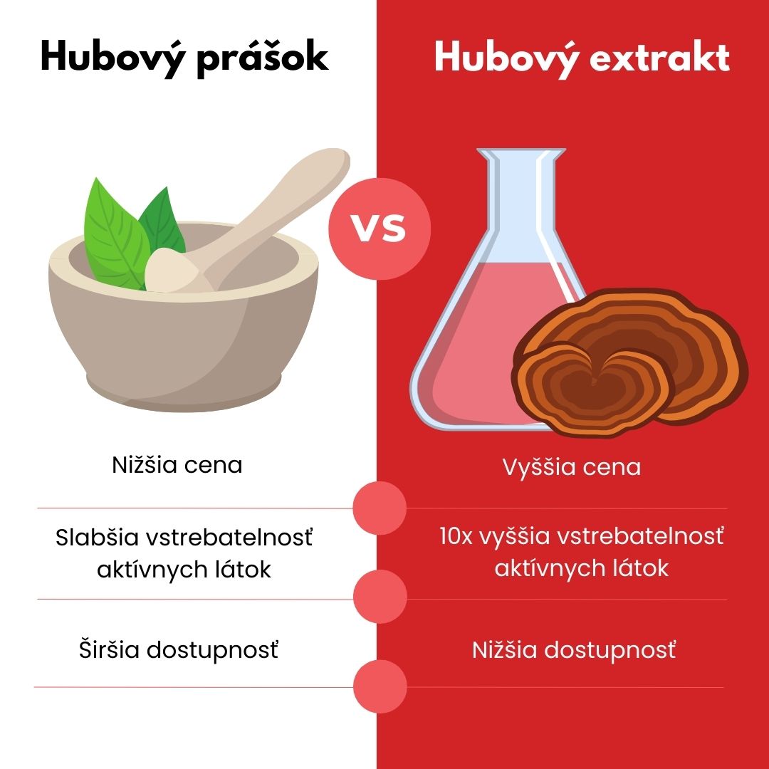 Reishi hubový prášok vs. extrakt